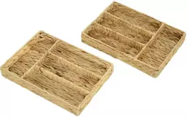 HOMCOM 2 krepšių rinkinys, pinti krepšiai iš vandens hiacinto, skirti laikyti ir tvarkyti, skirti svetainei, virtuvei, miegamajam, 36 x 26 x 5 cm, natūrali mediena