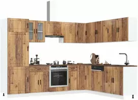 Virtuvinių spintelių komplektas, 14 dalių, Porto, medienos