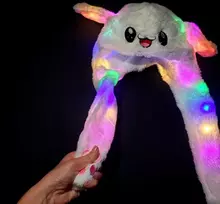 LED šviečianti kepurė judančiomis ausimis - balta