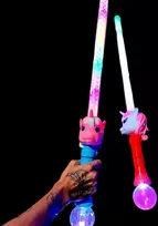 Šviečianti vienaragio lazda su LED disko efektais - mėlyna