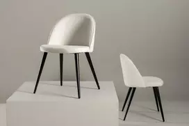 Venture Design Valgomasis kėdė, aksomas, 48x50x77 cm, grietinės spalvos