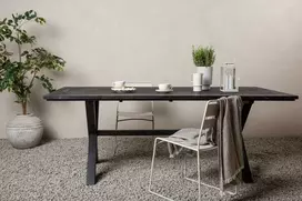 Venture Design Valgomojo stalas, Rives, 200x100 cm, Juodas