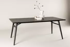 Venture Design Valgomasis stalas, Stilingas Ištraukiamas stalas, 195x95 cm, Juodas