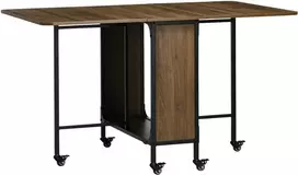 HOMCOM valgomojo stalas sulankstomas mobilus 6 asmenų, skirtas laikyti mažose patalpose iki 50 kg 130x80x74 cm šviesiai rudos spalvos