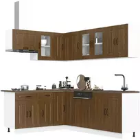 Virtuvinių spintelių komplektas, 11 dalių, Kalmar, ruda