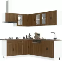 Virtuvinių spintelių komplektas, 11 dalių, Porto, ruda
