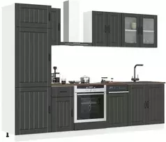Virtuvinių spintelių komplektas, 8 dalių, Kalmar, juoda