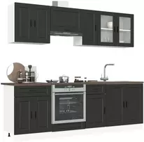 Virtuvinių spintelių komplektas, 8 dalių, Porto, juoda