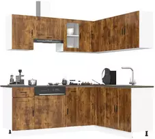 Virtuvinių spintelių komplektas, 11 dalių, Porto, dūminio