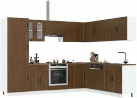 Virtuvinių spintelių komplektas, 14 dalių, Porto, ruda