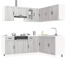 Virtuvinių spintelių komplektas, 11 dalių, Kalmar, pilka