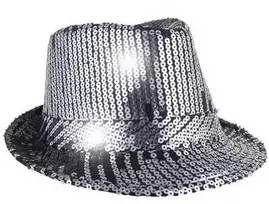 Kepurė ESPA Fedora skrybėlė su blizgučiais, sidabrinė ir juoda