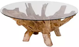 House Kavos staliukas, Amazonas, Ø110x50 cm, Stiklas su natūraliais kojeliais, juoda