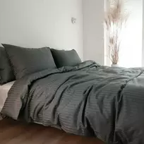 Saules Patalyne Juostuoto satino patalynės komplektas ŽALIOJI CHAKI, 3 dalių, 200x220cm