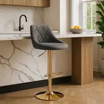 Cydro Gold grafito aksominė baro kėdė