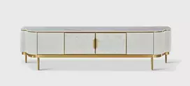 TV staliukas, Stilig, 200 cm, baltas ir auksinis