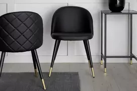 Venture Home Valgomojo kėdės Velvet, 2vnt., juodos, odos imitacijos