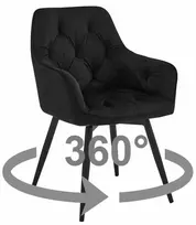 Leobert Biuro kėdė, veliūrinė, pasukama 360°, juoda, 56 × 61 × 84 cm