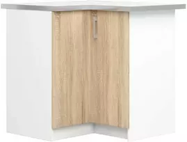 AKORD Virtuvės kampinės spintelės su baltu/dėmų Sonoma spalvos paviršiumi 84x45x86