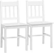 HOMCOM 2 valgomojo kėdžių rinkinys Stilingos virtuvės kėdės, baltos spalvos, pušies mediena, 41x46,5x85,5 cm, puikiai tinka valgomajam