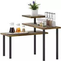 HOMCOM Virtuvės lentyna, besisukanti mikrobangų krosnelės lentyna su 3 pakopomis, pramoninio stiliaus metalinė lentyna, 40 x 18 x 36,5 cm