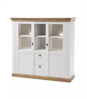Vitrinos spintelė Imv Landhaus, 148 cm, baltoji pušis/ąžuolas