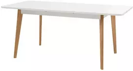 Valgomojo stalas Lena, 140-180 x 80 x 75 cm, balta / ąžuolas