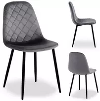 Grafito aksominė kėdė, metalinėmis kojomis, moderni, patogi, 83 cm aukščio valgomojo, virtuvės, svetainės