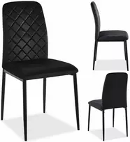Aksominis valgomojo kėdė svetainei, dygsniuotas dizainas, juodos metalinės kojos, 90 cm aukščio, minkšta kėdė su atlošu, moderni valgomojo kėdė
