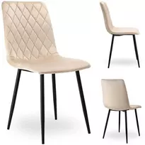 Aksominis krėslas DEXTER, smėlio spalvos, dygsniuotas, metalinėmis kojelėmis, 89 cm aukščio, valgomojo kėdė, virtuvės krėslas, minkštas krėslas