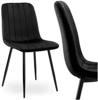 Juodo aksomo valgomojo kėdė, ergonomiška, 120 kg, patogi, minkšta, virtuvės kėdė su atlošu