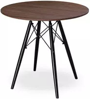 Apvalus palėpės stiliaus stalas, 80 cm skersmens, uosio apdaila, juodos kojos, virtuvės valgomojo stalas, modernus dizainas