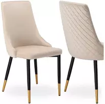 Velvetinis valgomojo kėdė, smėlio spalvos, modernus dizainas, dygsniuota, ergonomiška, patogi virtuvės kėdė su atlošu