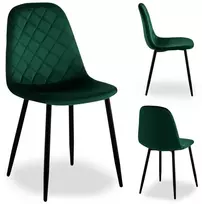 Žalios aksominės valgomojo kėdės, modernus dizainas, patogi sėdynė, 83 cm aukščio, minkštos, stilingos, virtuvės kėdės