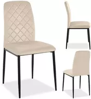 Smėlio spalvos velvetinis valgomojo kėdė, geometrinio dygsniavimo minkšta sėdynė, metalinės kojos, virtuvės kėdė, modernus valgomojo baldas