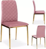 MAVERIK Velvet aukso spalvos rožinė minkšta aksominė kėdė