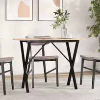 Valgomojo stalas, 100x50x75cm, pušis ir plieno, X formos rėmas