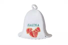 Pirties kepurė - SAUNA su raudonais lapeliais, balta