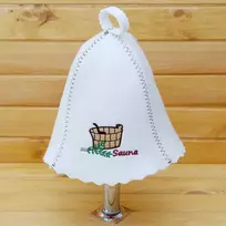 Pirties kepurė - SAUNA su auksiniu kubiliuku ir samčiu, balta