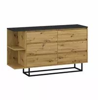 Target Home Komoda su 6 stalčiais ant palėpės stiliaus kojelių, juoda