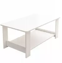 Rebiko Balta moderni kavos staliukas su lentyna, svetainė, mansarda, didelis, 100 cm