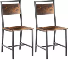 Medinės valgomojo kėdės, 2 vnt. komplektas, metalinio rėmo virtuvės kėdės, ergonomiškos odinės šoninės kėdės, kaimiškos rudos valgomojo kėdės, sodybos valgomojo kėdės