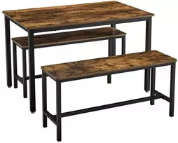 Songmics Valgomojo stalas su kėdėmis, 110x70x75 cm, ruda ir juoda