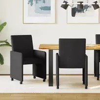 Valgomojo Kėdės su Ratukais 2 pcs Juoda 57 x 66 x 94 cm audinys