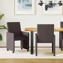 Valgomojo Kėdės su Ratukais 2 pcs Tamsiai rudas 57 x 66 x 94 cm