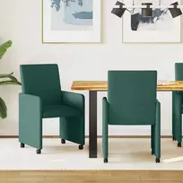 Valgomojo Kėdės su Ratukais 2 pcs Tamsiai žalia 57 x 66 x 94 cm