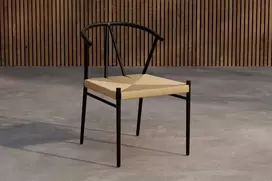 Venture Design Valgomojo kėdė, Alfons, 49x47 cm, juoda, plienas, ratanas