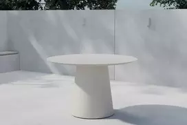 Venture Design Valgomojo stalas Lanzo 120 cm smėlio spalvos, aliuminis