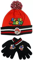 Kepurė Vaikiška kepuraitė ir pirštinės „Super Mario Run“ 54 cm