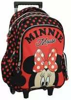 Disney Minnie raudonų taškelių mokyklinė kuprinė su ratukais, 46 cm